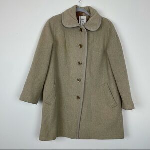 Penguin Fashions M Liman Tan Button Down 100% Wool Jacket Sz 12